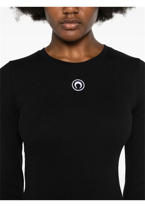 mini abito moon logo ribbed jersey ls crewneck donna nero MARINE SERRE | WDR267ACJER0011BK99